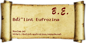 Bálint Eufrozina névjegykártya